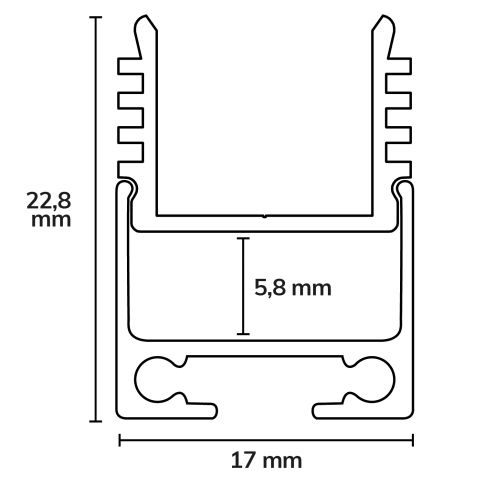 LED Aufbauprofil SURF12 BORDERLESS Aluminium eloxiert, 200cm