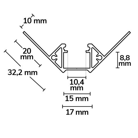 LED Fliesenprofil Inneneck, 200cm