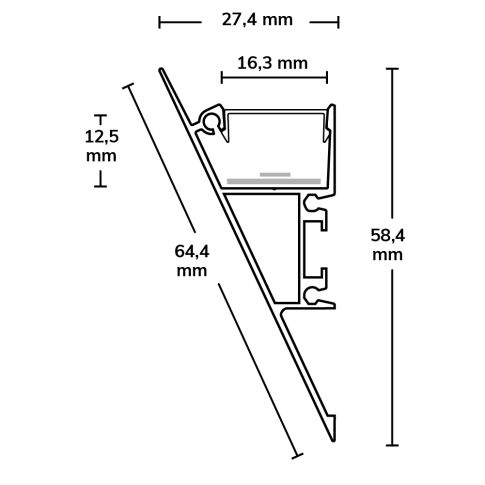 LED Aufbauleuchtenprofil HIDE TRIANGLE Aluminium eloxiert, 200cm