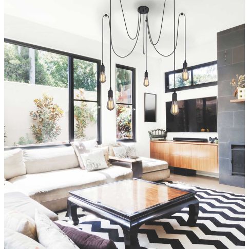 Hängeleuchte Spider 1 Metall schwarz, 5 Kabel 2m, exkl. 5xE27 Leuchtmittel