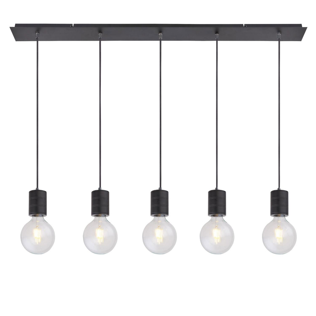 5-flammige Hängeleuchte schwarz – 115 cm, E27