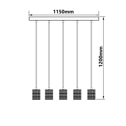 5-flammige Hängeleuchte schwarz – 115 cm, E27