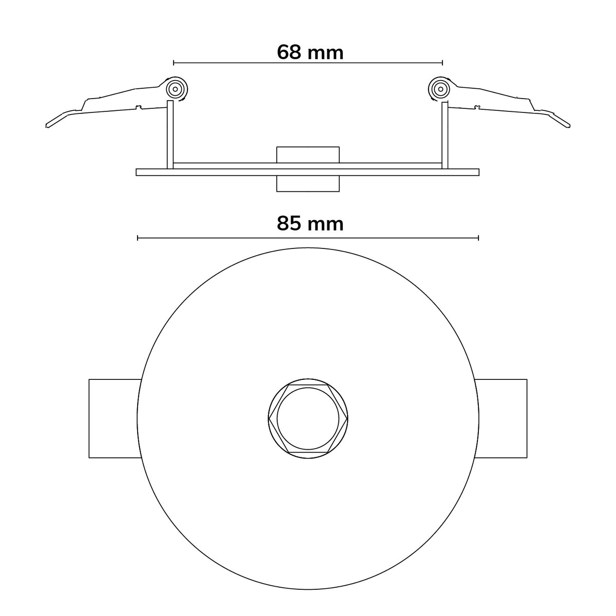 Einbau-Deckenbaldachin rund, schwarz, 68 mm Ausschnitt – ISOLED