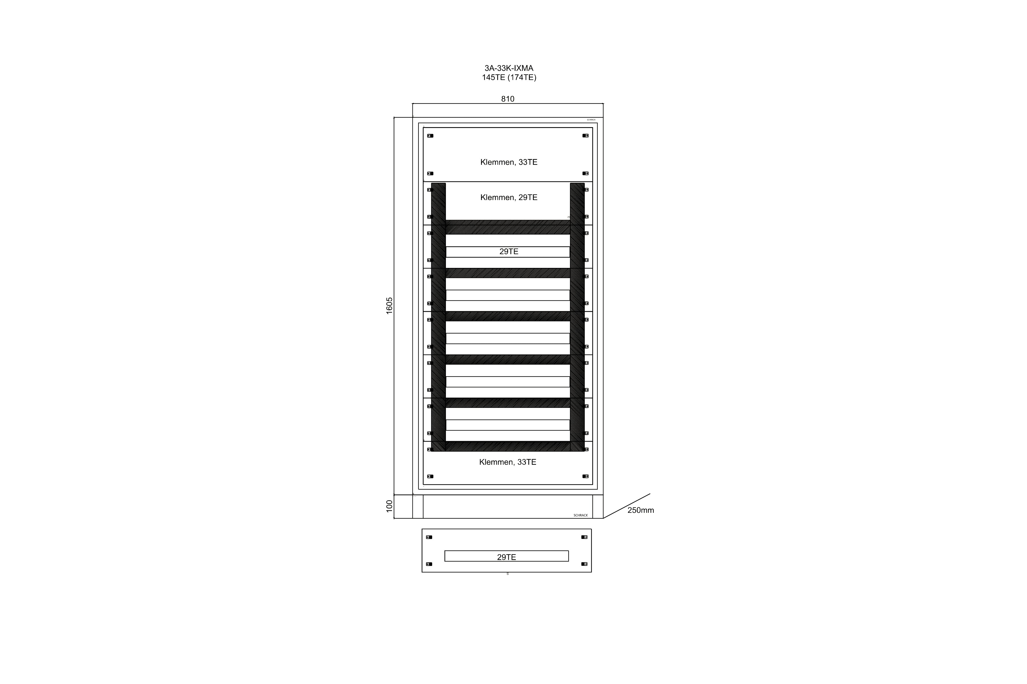 Standardverteiler Leergehäuse 145TE (174TE)