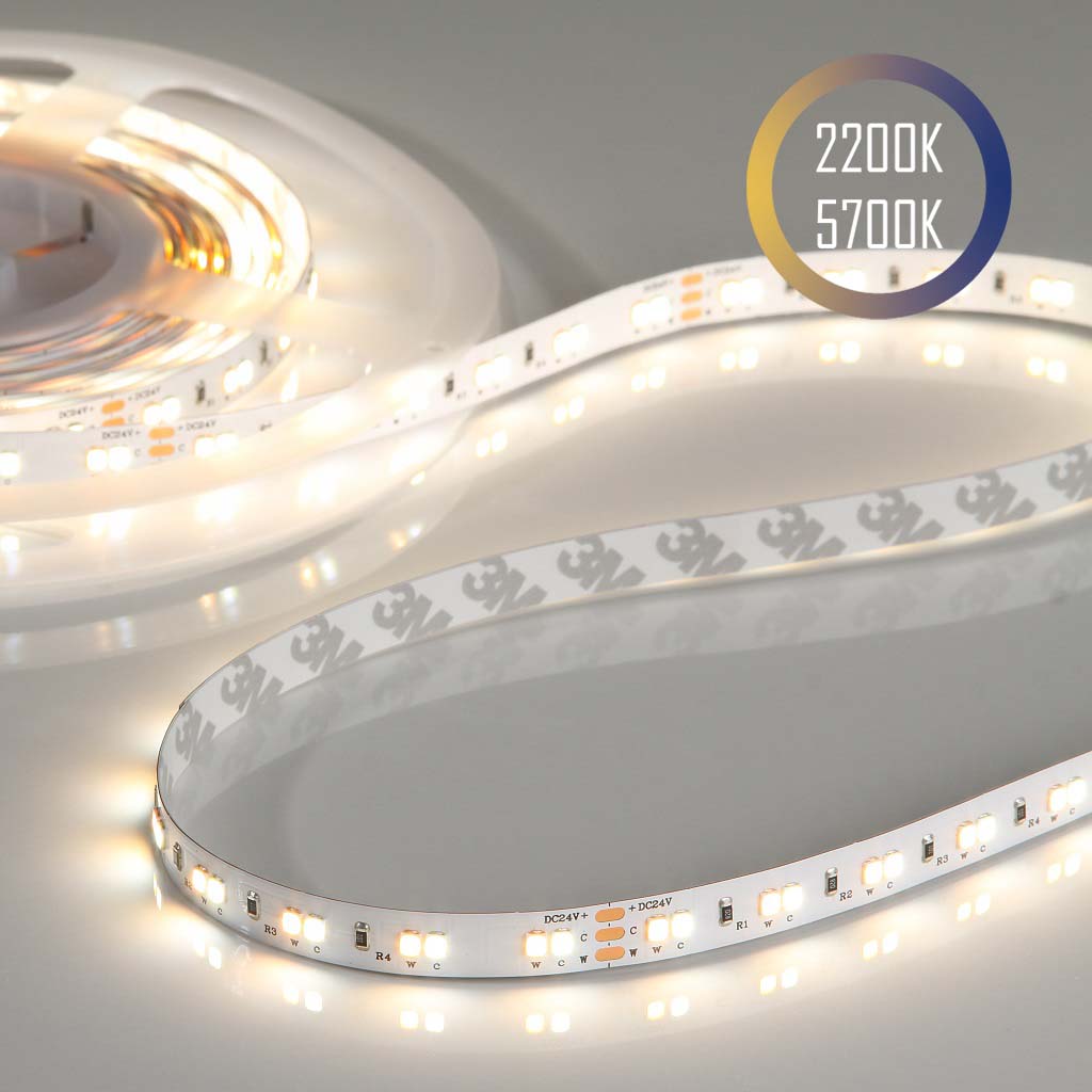 Flex Stripe 24V, 19.2W, 2200K/5700K, CRI90, 60LED, IP20, 10mm