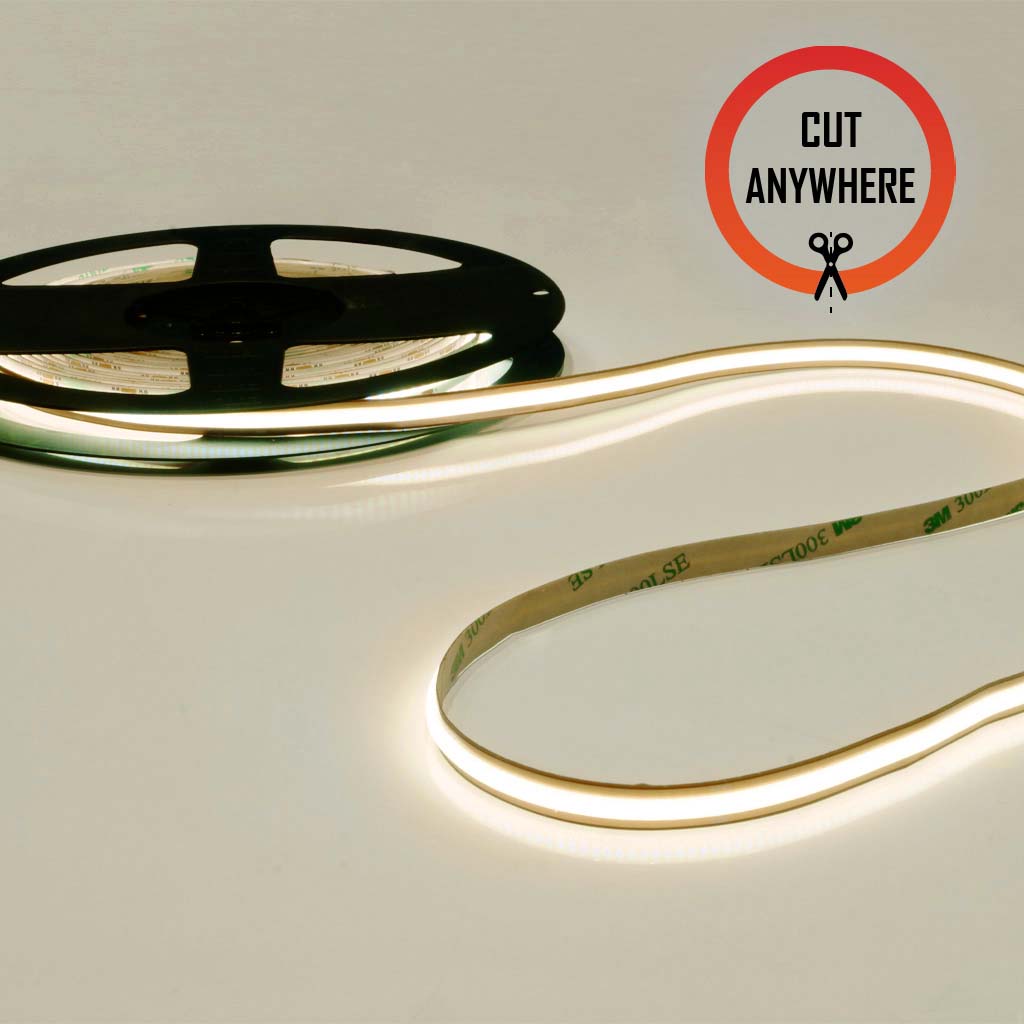 Cut Anywhere COB LED-Stripe 24V, 13W, 2700K, CRI90, 528LED, IP20, 8mm