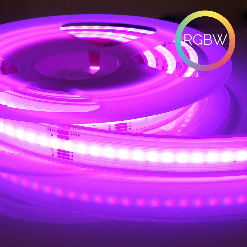 Flex COB RGBW LED-Streifen 24V, 18W, RGBW/2700K, CRI90, 784LED, IP68, 14mm