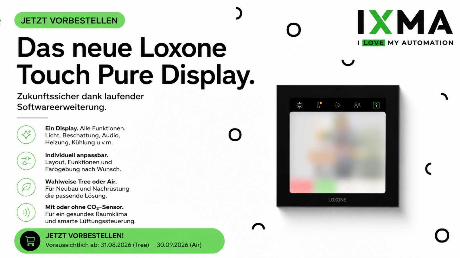 Neu: Das Loxone Touch Pure Display – 4 Varianten für dein Projekt