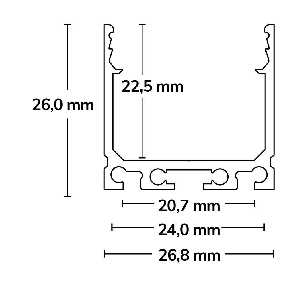 LED Aufbauprofil SURF20 Aluminium eloxiert, 200cm
