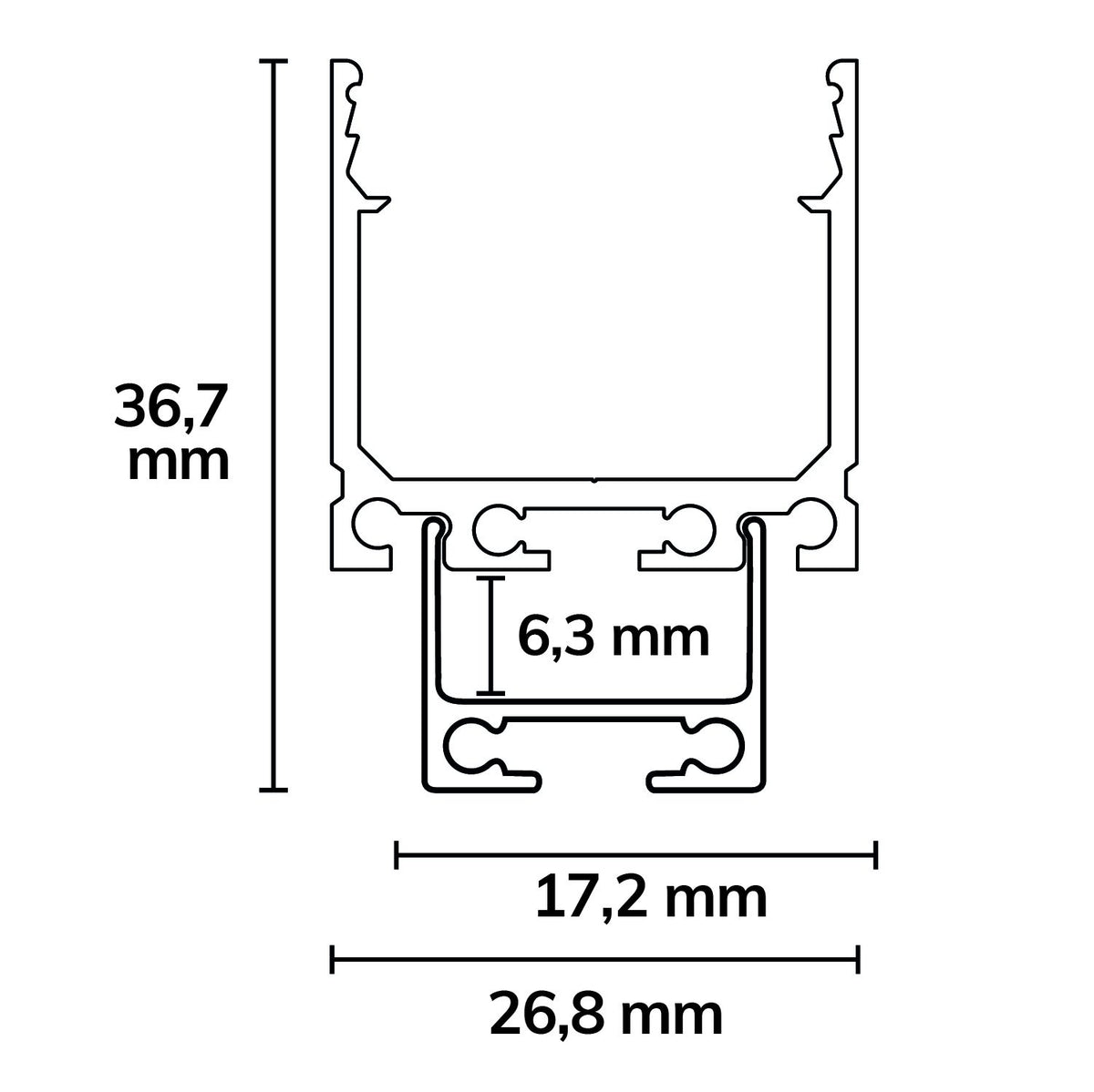 LED Aufbauprofil SURF20 Aluminium eloxiert, 200cm