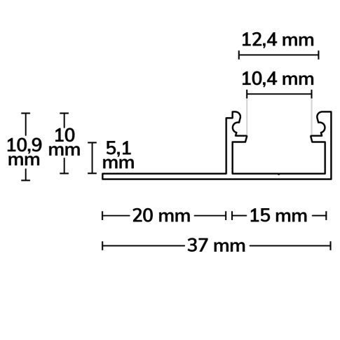 LED Fliesenprofil Abschluss, 200cm