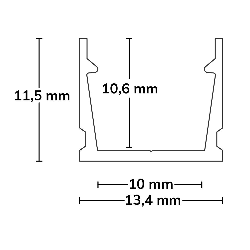LED Aufbauprofil SURF10 Aluminium schwarz RAL 9005, 200cm