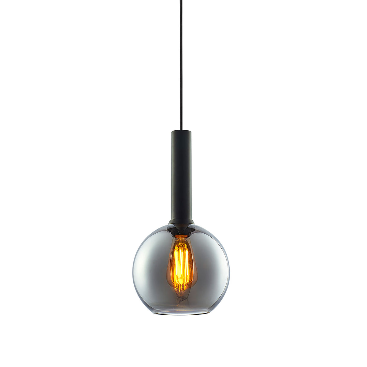 Pendelleuchte, black round Glas, E27, 20cm, 50-300cm, exkl. Leuchtmittel, exkl. Baldachin