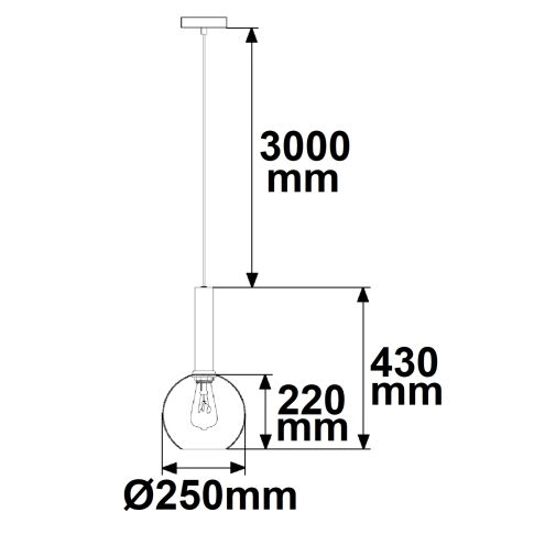 Pendelleuchte, black round Glas, E27, 25cm, 50-300cm, exkl. Leuchtmittel, exkl. Baldachin