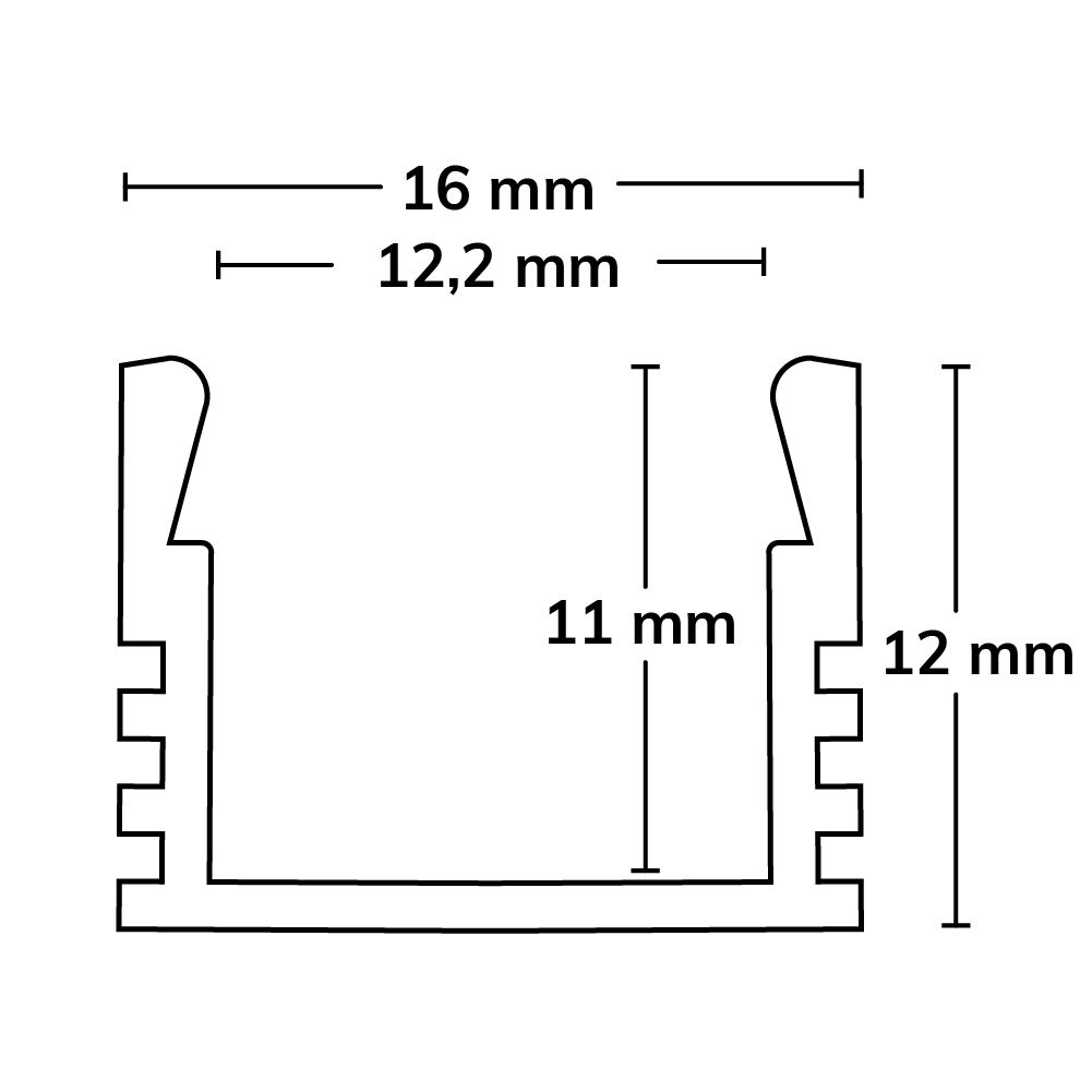 LED Montageprofil MAXI-AB V2, schwarz RAL9005 L: 200cm