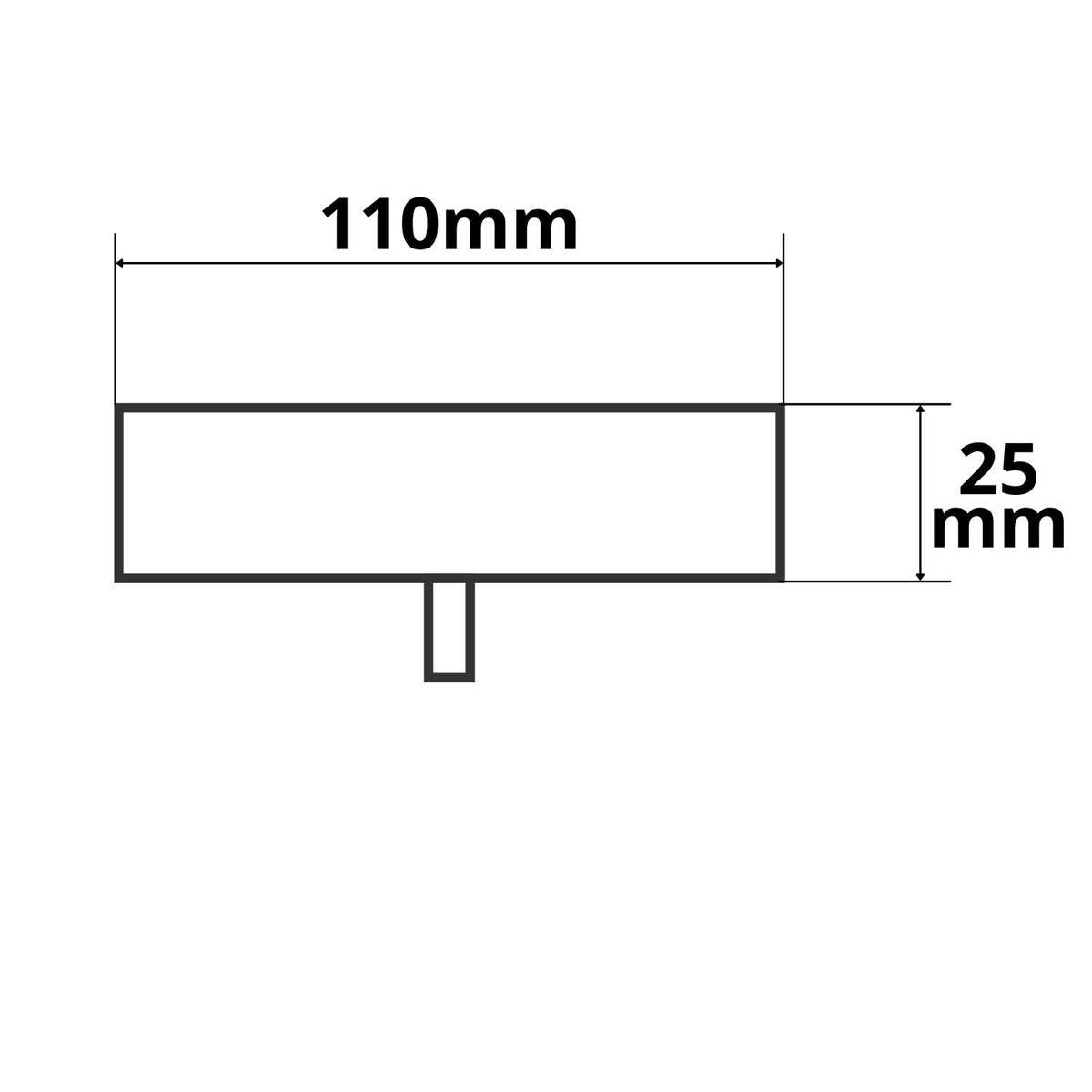 Technische Skizze Deckenbaldachin rund schwarz für Einzelabhängung, 110 mm × 25 mm