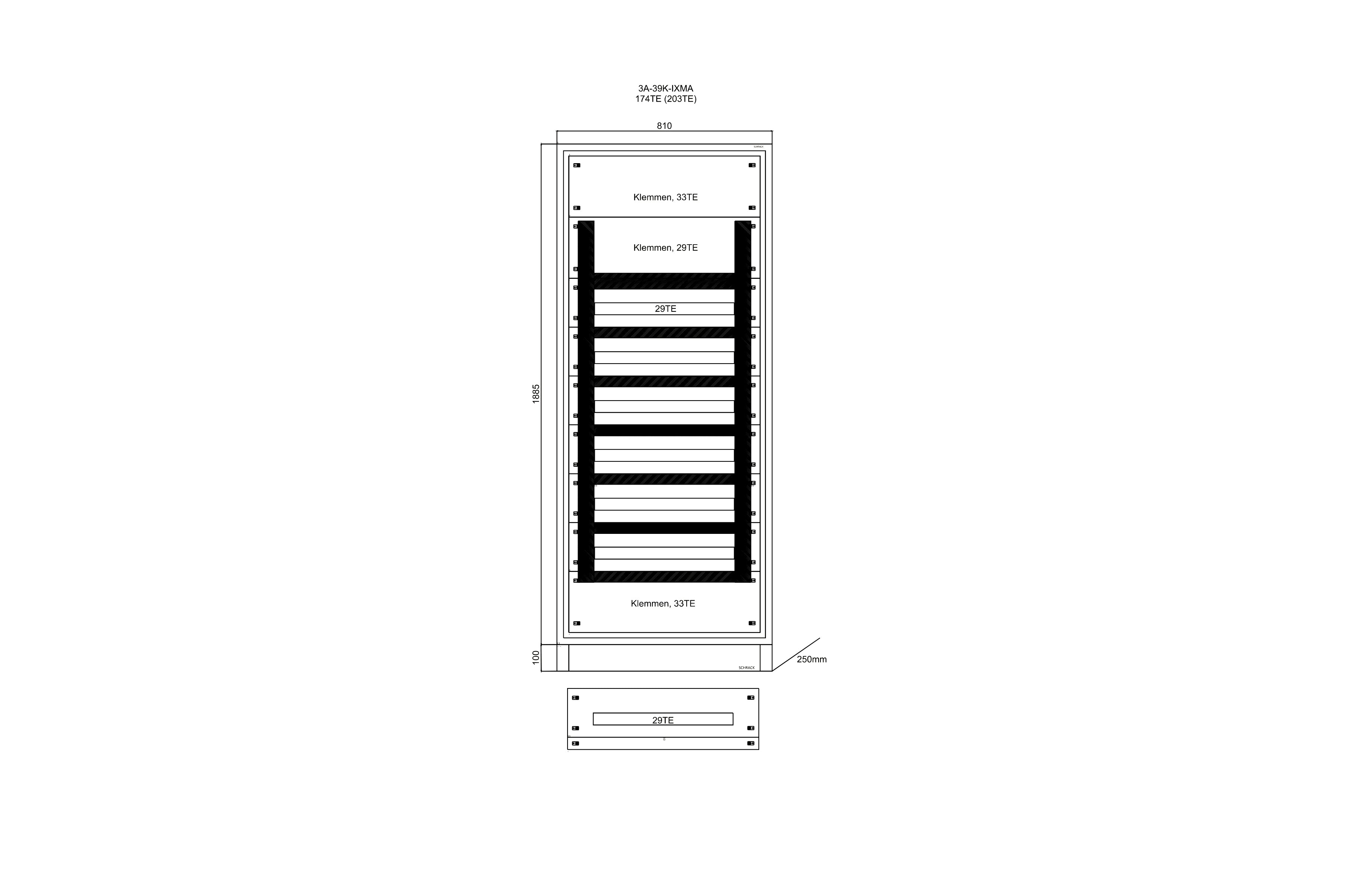 Standardverteiler Leergehäuse 174TE (203TE)