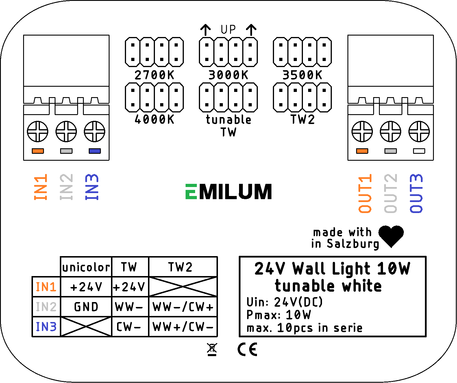 LED-Wandleuchte 24V, 10W, Tunable White, CRI90, IP54