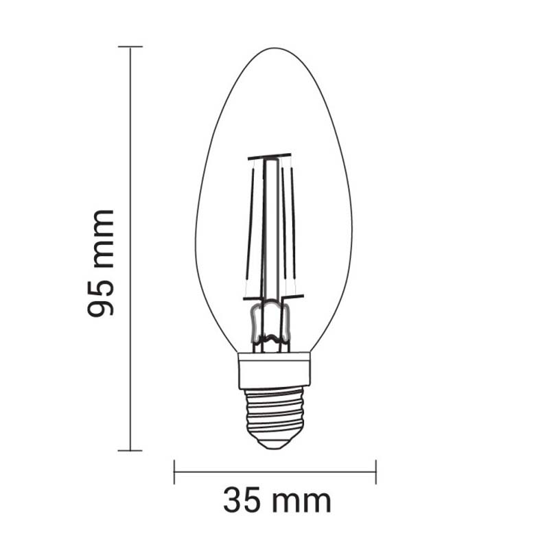 LED-Filament Kerze, 24V, 5W, 2700K, E14 (Adapter E27)