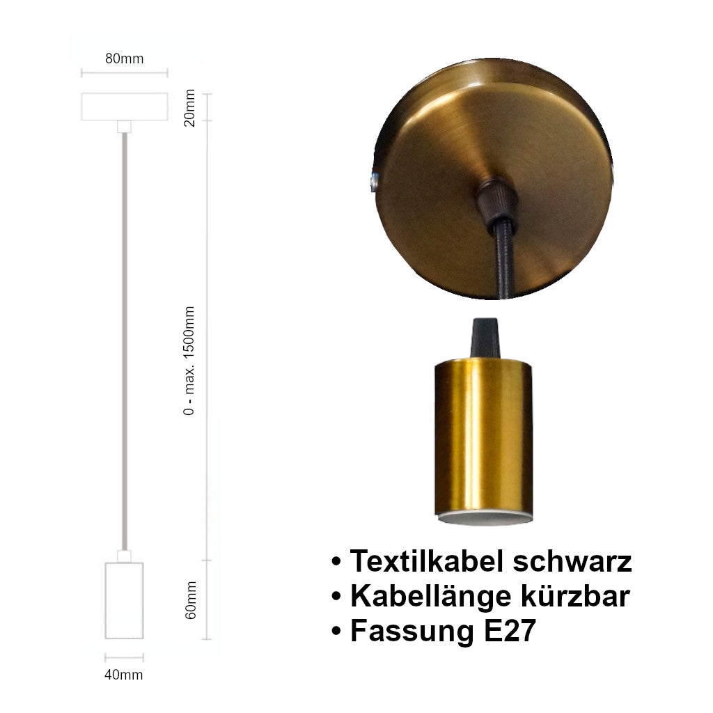 Schnurpendel mit Textilkabel, E27 Sockel