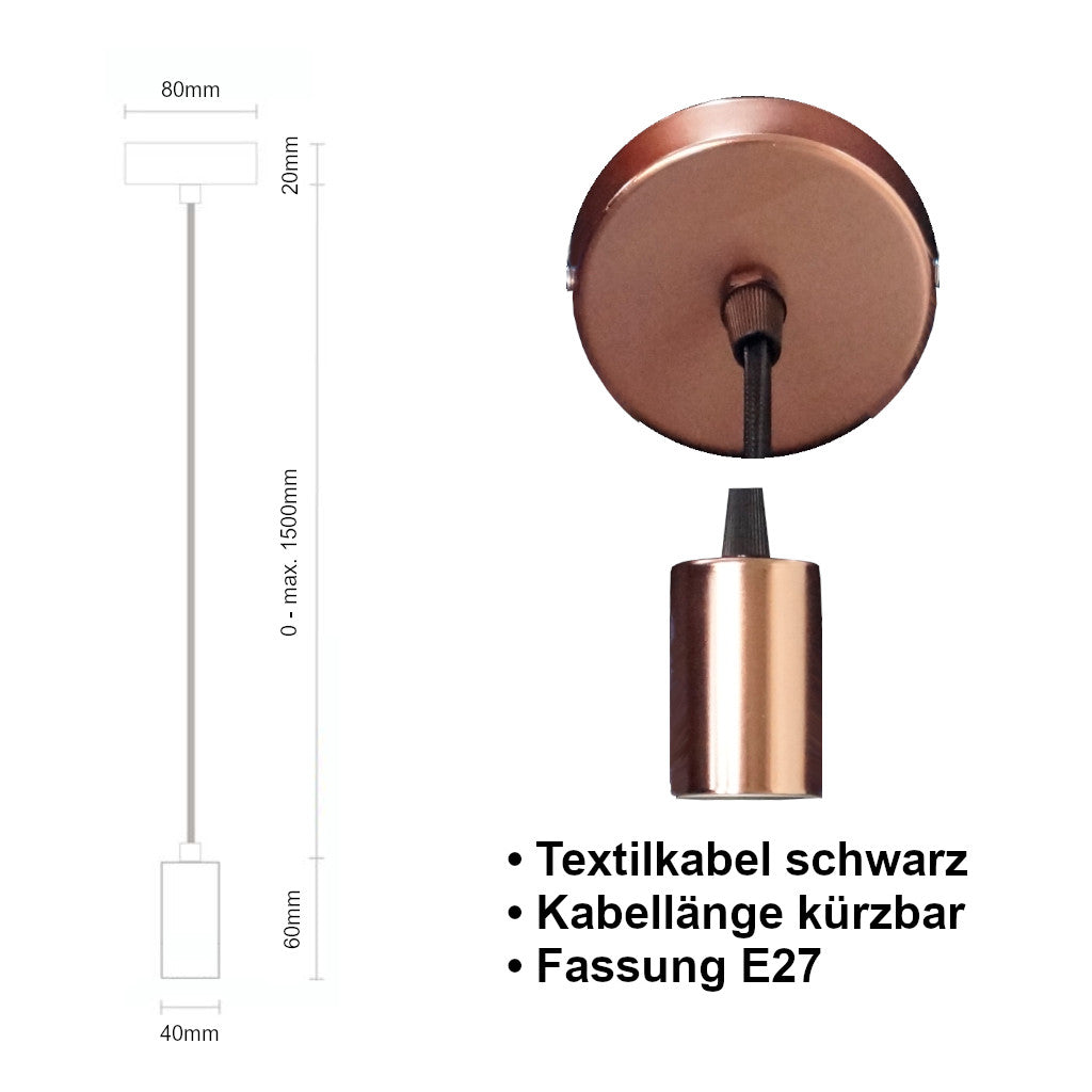 Schnurpendel mit Textilkabel, E27 Sockel
