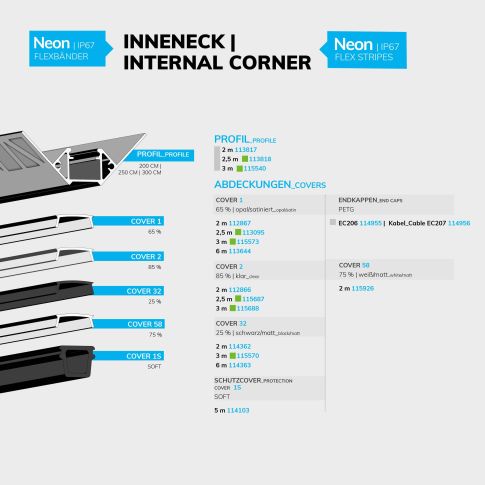 LED Fliesenprofil Inneneck, 200cm